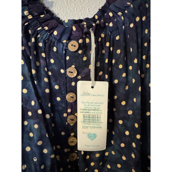 Tiare Hawaii Dress S M L O/S Green Blue Tan Smocked Ruffle Flowy Washable NEW - Picture 13 of 13